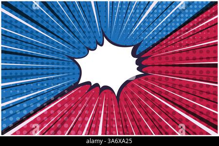 Bright blue and red versus retro comic background Stock Vector
