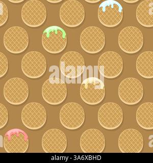 Seamless patterns of the circle waffles or cookies. light pink background for fabric, print, textile, game, wallpaper or more... Stock Vector