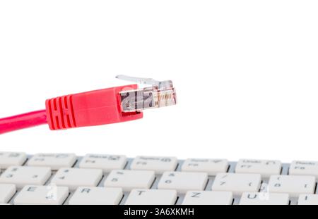 network cable to keyboard Stock Photo