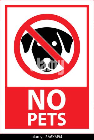 No Pets Allowed Sign Featuring a Black Dog Icon with Striking Red and White Colors for Clear Communication Stock Vector