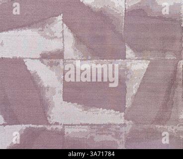 Close up of purple fabric in random stucco pattern and square checkered pattern. Geometrical abstract washed and stucco paint pattern purple fabric, s Stock Photo