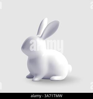 3D white ceramic easter bunny isolated Stock Vector