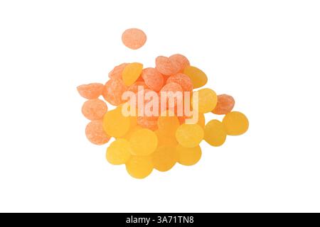 Bright citrus lollipops isolated on a white background. Stock Photo