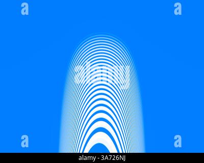 abstract shape in light blue and white lines and baby blue background. curved folded line. with diminishing perspective effect.. optical illusion. cop Stock Photo
