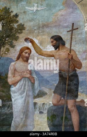 Senan 15 Senan, FRANCE - 10-15-2024: Painting (18th century) of Baptism of Jesus ...