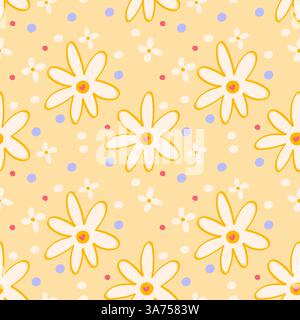 Yellow daisy seamless pattern on pastel background Stock Vector