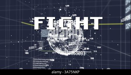 Image of you fight text over data processing and network of connections Stock Photo