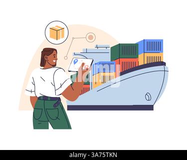 Cartoon Illustration of Container Ship Transport Character Stock Vector ...
