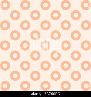 Modern minimalist vector pattern with circular grid, polka dot, lattice, mesh or net in trendy peach fuzz color. Seamless abstract simple geometric ba Stock Vector