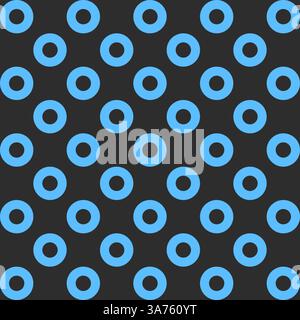 Retro-inspired minimalist vector pattern with circular grid and polka dots. Seamless geometric background featuring circles, perfect for printing appl Stock Vector