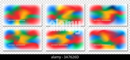 Set of abstract vector backgrounds with smooth, fluid gradients and blurred mesh effects on a transparent background. Ideal for digital projects, web Stock Vector