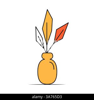 Flower in a pot or vase in cartoon style. House plant in flat style. Vector outline icon plant. Stock Vector