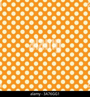 Beautiful Seamless vector light yellow polka dots for pattern on orange background, wallpaper, texture, web, blog, print or graphic design. Stock Vector