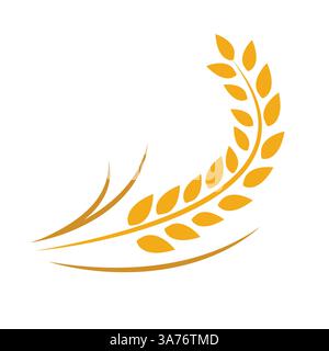 Agriculture wheat logo, icon vector, Wheat ear symbol, wheat rice agriculture icon vector in flat style illustration isolated on white background. Stock Vector