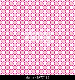 Seamless vector baby pink dots pattern with pink border on white background Stock Vector