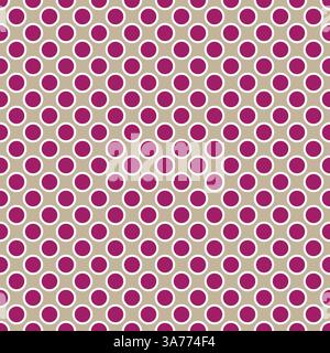 Seamless vector maroon dots pattern with white border on light background Stock Vector