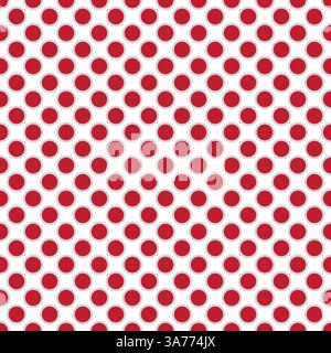 Seamless vector red dots pattern with grey border on white background Stock Vector
