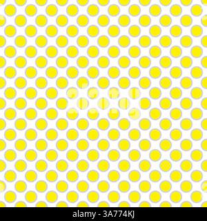 Seamless vector yellow dots pattern with grey border on white background Stock Vector