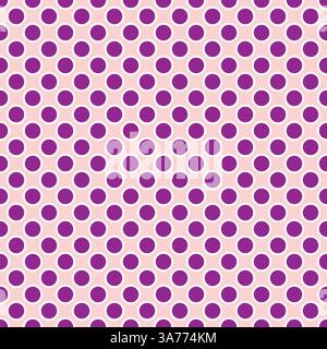 Seamless vector purple dots pattern with white border on pink background Stock Vector