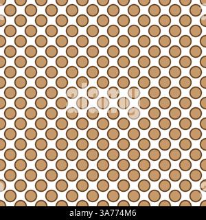 Seamless vector brown dots pattern with dark brown border on white background Stock Vector