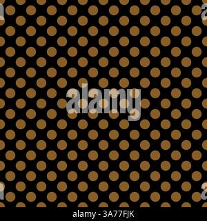 Beautiful seamless vector brown polka dots pattern on black background, wallpaper, texture, web, blog, print or graphic design. Stock Vector