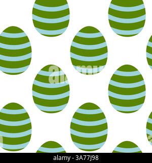Colorful striped Easter eggs arranged in a playful pattern on a white background Stock Vector