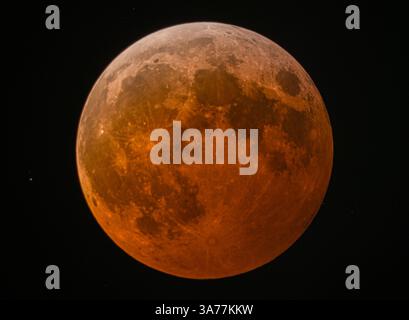 Blood Moon Lunar Eclipse on 2025-03-14 Stock Photo