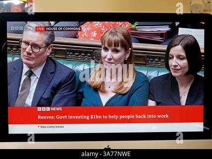 'Reeves Govt investing £1bn to help people back into work' Rachel Reeves Chancellor of the Exchequer Labour government presenting Spring Statement in the House of Commons 26 March 2025 London England UK Great Britain Stock Photo