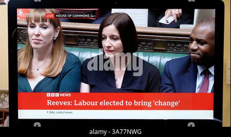 Rachel Reeves Chancellor of the Exchequer Labour government presenting Spring Statement in the House of Commons 'Reeves: Labour elected to bring 'change' 26 March 2025 London England UK Great Britain Stock Photo