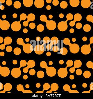 Vector Meta ball Connect Dot Set. Seamless Orange Molecule chain. Circle Shapes. Abstract Geometric Dots. Morphing Blob for Pattern, Sticker, Badge, P Stock Vector