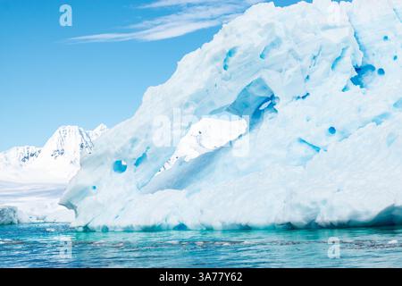 Iceberg in Hanusse Bay, Antarctica. Close-up. Stock Photo