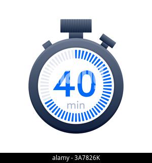 40 min timer and Stopwatch icons. Countdown symbol. Kitchen timer icon. Vector illustration Stock Vector