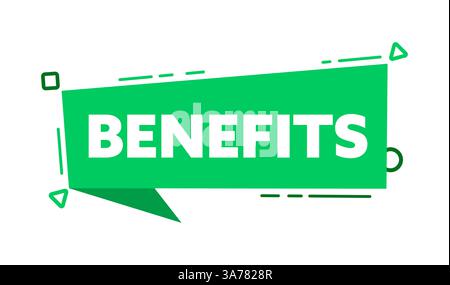Speech bubble with the word Benefits. Benefits green label. Vector stock illustration Stock Vector