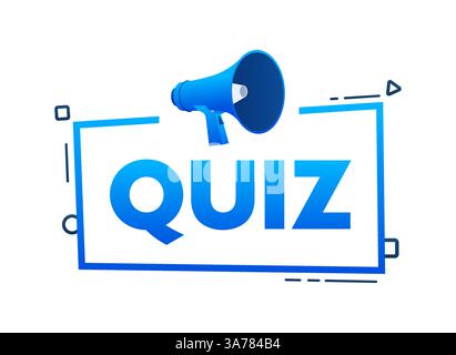 Megaphone with Quiz speech bubble banner. Promotion and advertising label. Vector stock illustration Stock Vector