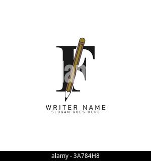 Letter F Pencil Logo Design. Alphabet F Lead Pencil Icon Stock Vector