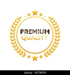 Premium quality Golden Medal. Quality Badges. Vector stock illustration Stock Vector