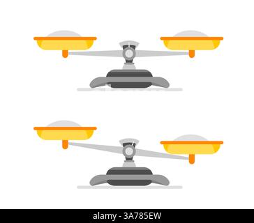 Classic balance scale with bowls in equilibrium, symbolizing justice, balance, and equality in legal and ethical matters Stock Vector