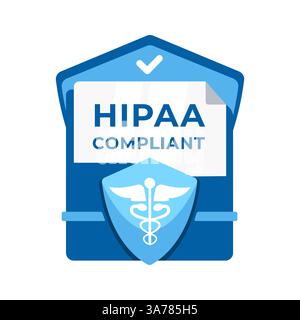 HIPAA compliant badge, symbolizing adherence to health information privacy and security standards in healthcare Stock Vector