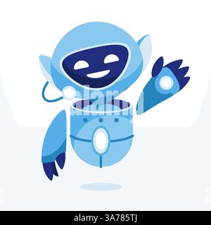 Charming vector illustration of a friendly robot character, perfect for technology, AI, and futuristic concept designs Stock Vector