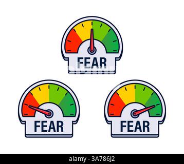 Fear Intensity Scale Fear Intensity Meter Vector Illustration with Color Coded Anxiety and ...
