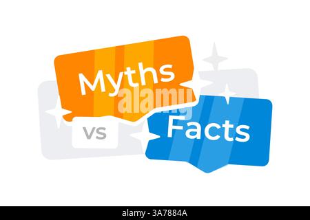 Speech bubbles with Myths and Facts written, symbolizing the comparison or debate between myths and facts. Vector illustration Stock Vector