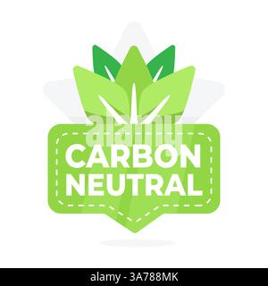 Emblem for carbon neutrality with a leaf pattern, representing commitment to reducing carbon footprint Stock Vector