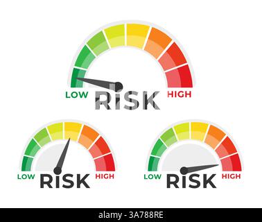 Risk Gauge Scale set. Speedometer icons. Set of Measuring Scales ...