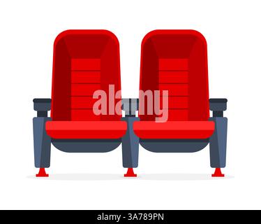 Cinema movie theater red chairs. Retro cinema armchair. Vector illustration Stock Vector