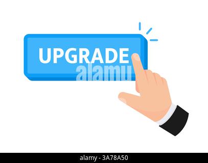 Upgrade Button with pointer clicking. Web button. Finger Pressing. Click to Upgrade Concept. Vector illustration Stock Vector