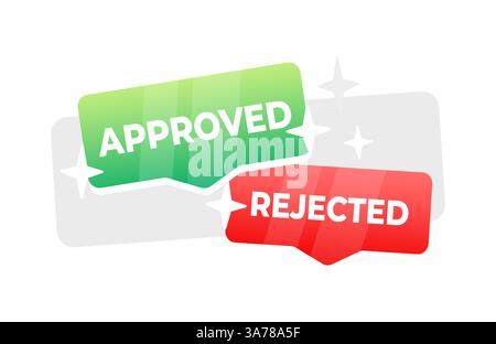 Approved and Rejected speech bubble banner. Promotion and advertising label. Vector illustration Stock Vector