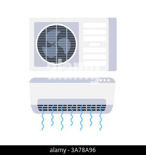 Air conditioner System. Faster Cooling. Device for monitoring the room temperature. Vector illustration Stock Vector