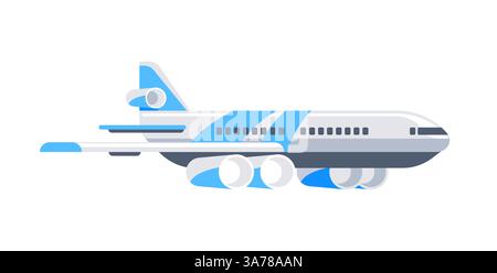Flying civil aircraft transport. Flat airplane. Passenger and cargo air transport. Vector illustration Stock Vector