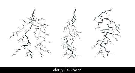 Lightning silhouettes set. Lightning strike bolt silhouettes. Vector illustration Stock Vector