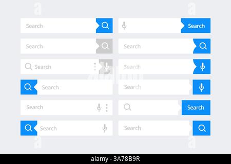 Search Bar for ui. Set of search engine box user interface. Vector illustration Stock Vector